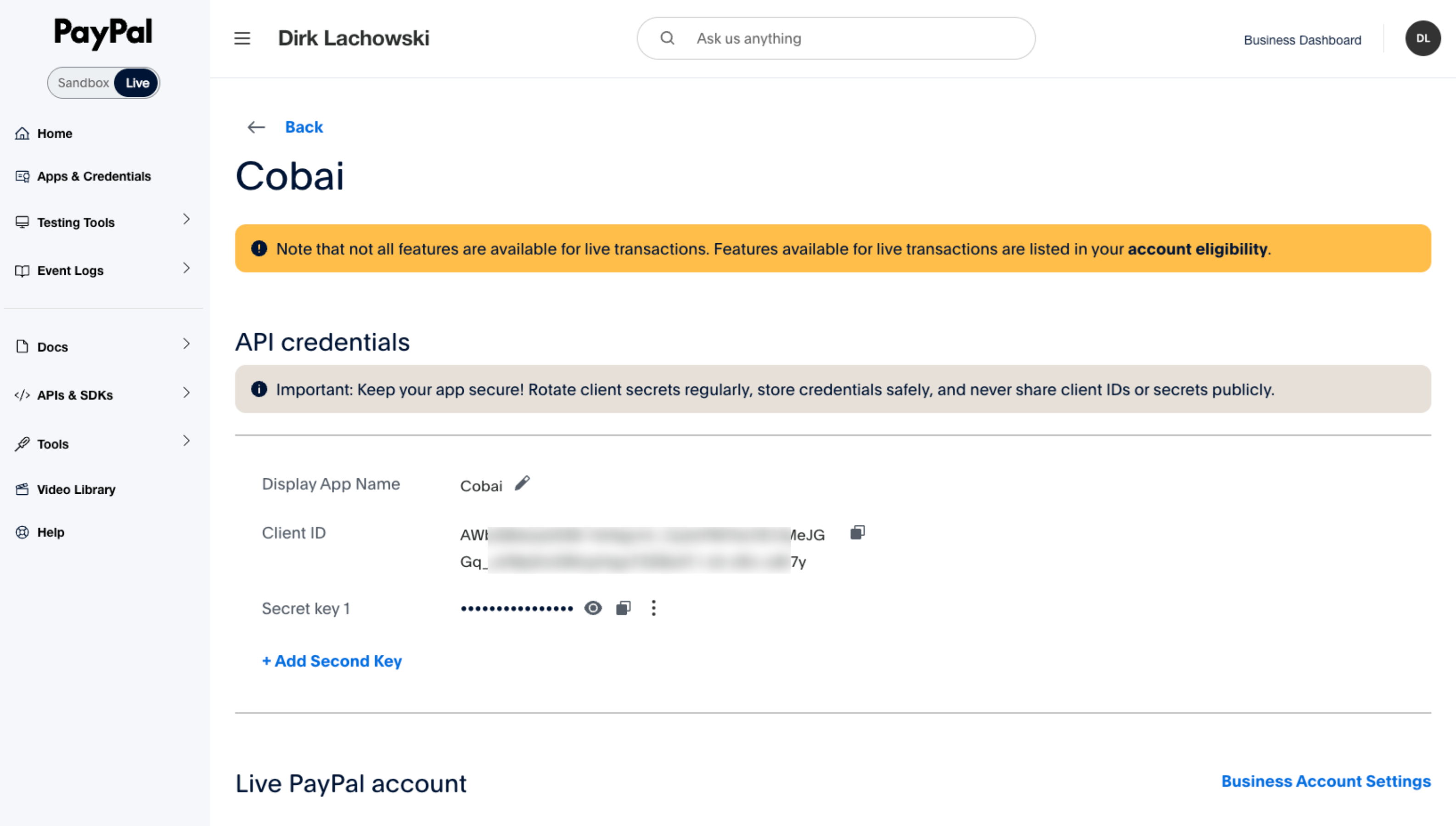 PayPal Developer API Credentials Page.png